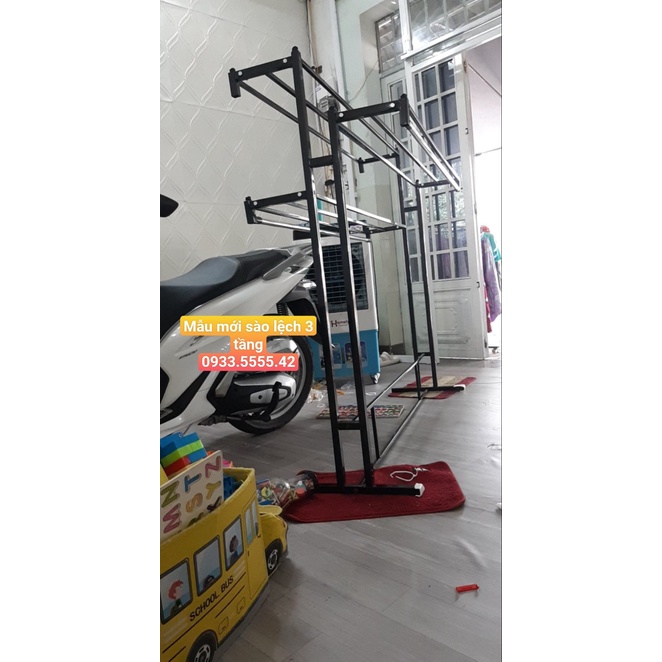 Sào lệch 3 tầng Đen [ FREE SHIP-RẺ] treo quần áo-sắt sơn tĩnh điện-dễ tháo lắp và vận chuyển