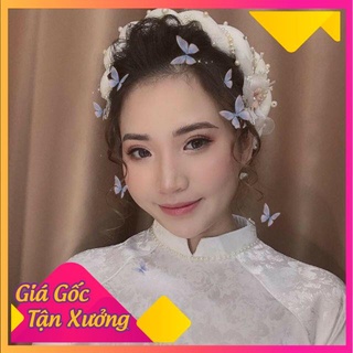 Áo dài cô dâu gấm tơ đẹp (kèm quần + mấn đội đầu)