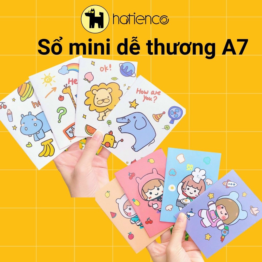 Sổ mini dễ thương A7, kẻ hàng ngang, nhỏ gọn tiện ghi chú và bỏ túi