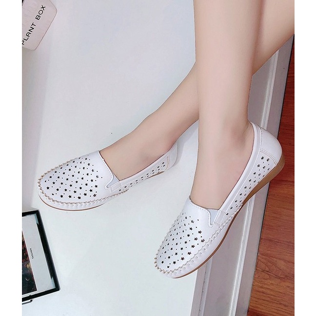Giày lười mọi nữ đế mềm êm chân thoáng khí họa tiết trẻ trung cao cấp thời trang Hàn Quốc đi làm đi chơi