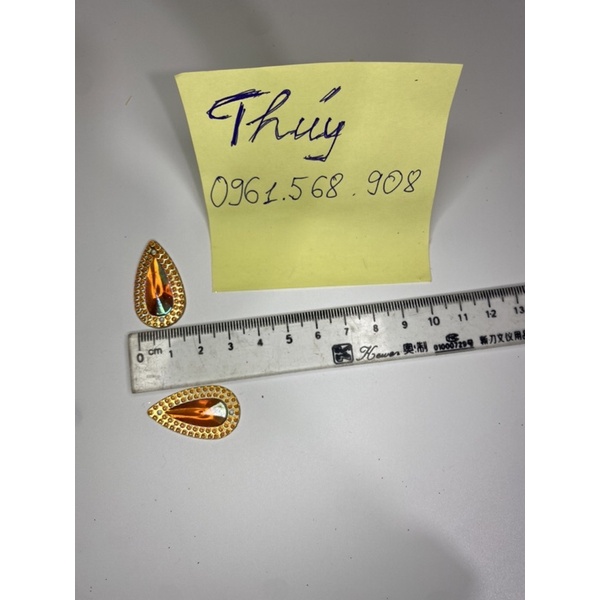 Hạt đá nhựa giọt nước viền đá 30x17mm  ánh xà cừ 7màu trang trí oản, làm đồ handmade, phụ kiện may mặc DIY