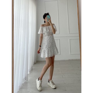 Đầm bẹt vai hoa nhí