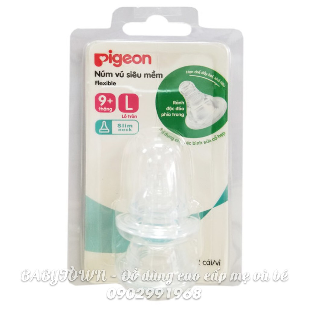 [CHÍNH HÃNG]Núm vú cổ hẹp silicone siêu mềm Pigeon (2 cái/vỉ)