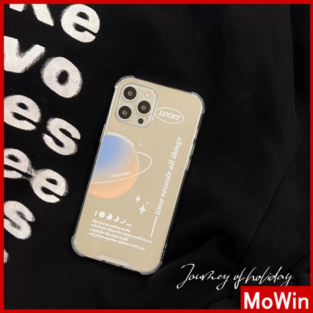 Ốp điện thoại acrylic có gương bảo vệ chống va đập hình hành tinh mặt trăng thích hợp cho iPhone 11 iPhone 13 Pro Max