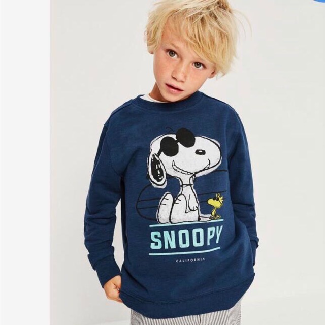 Áo nỉ Zara snoopy xanh than size đại 5-14Y