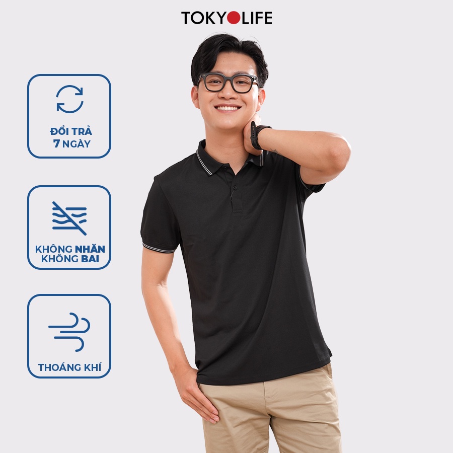 Áo Polo Nam Cotton Cao Cấp, Basic Sang Trọng Lịch Lãm dáng suông TOKYOLIFE I7POL803I