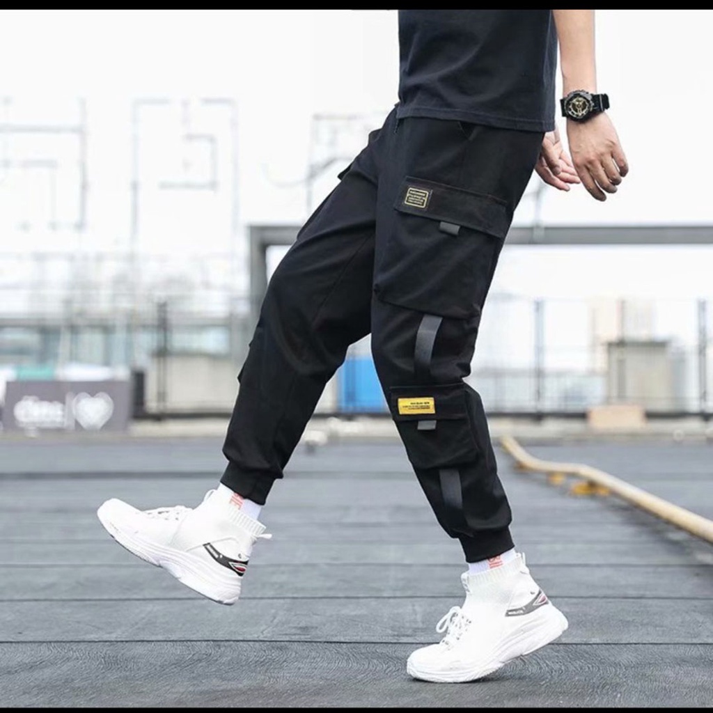 Quần jogger nam nhiều Túi Hộp Mẫu Mới Quan dài thể thao vải kaki dài trơn bó ống phong cách Hàn Quốc cho mùa hè