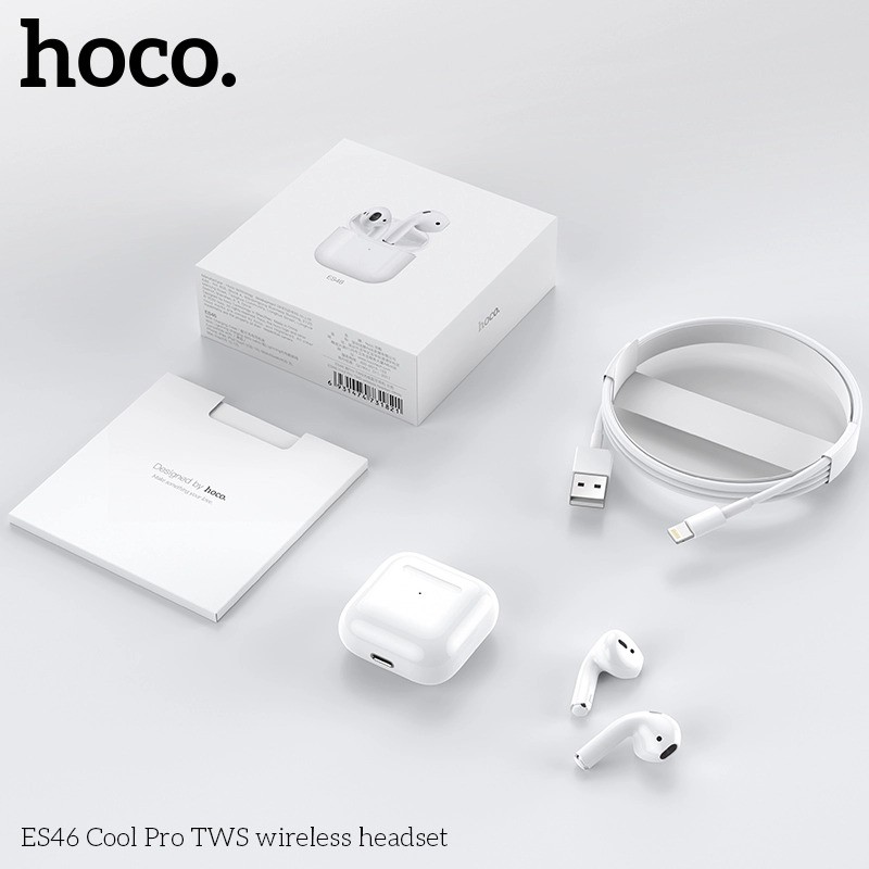 Tai nghe True Wireless mini Hoco ES46 Cool Pro V5.0, định vị, đổi tên tai nghe (Trắng)