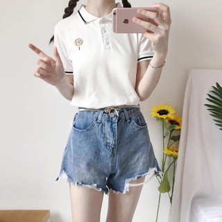 ÁO POLO CỔ TRÒN PHỐI NÚT ĐÁNG YÊU
