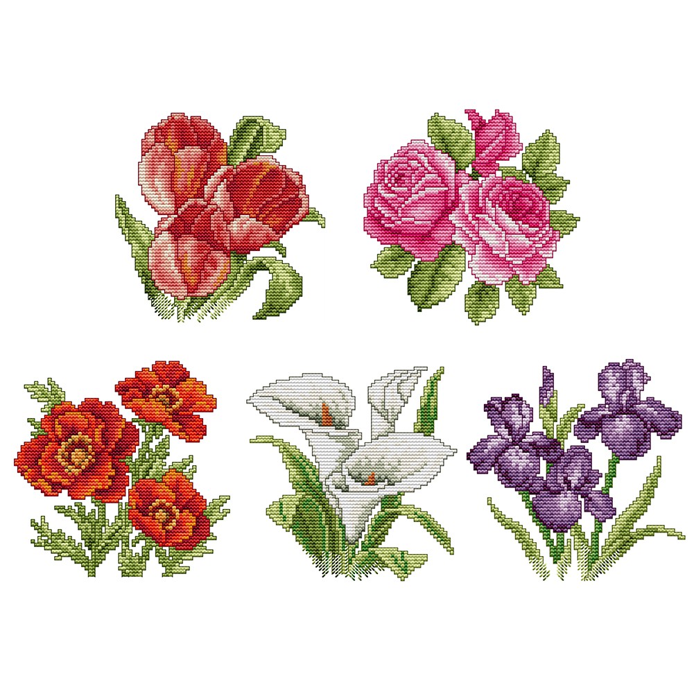 Tranh Thêu Chữ Thập 14ct Hình Hoa 17x17cm
