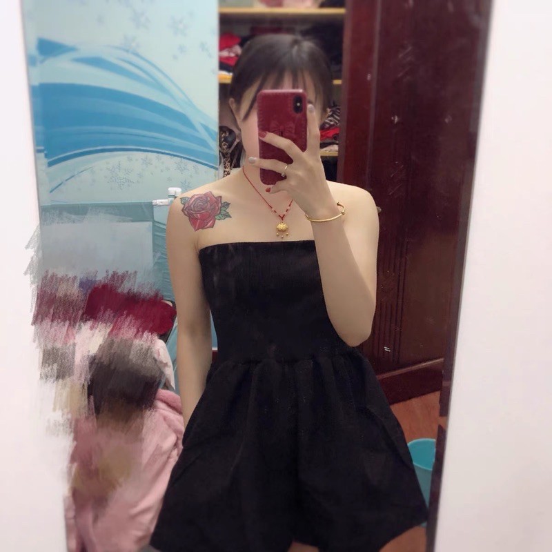ORDER | ĐẦM JUMSUIT ỐNG BO NGỰC ĐEN / TRẮNG
