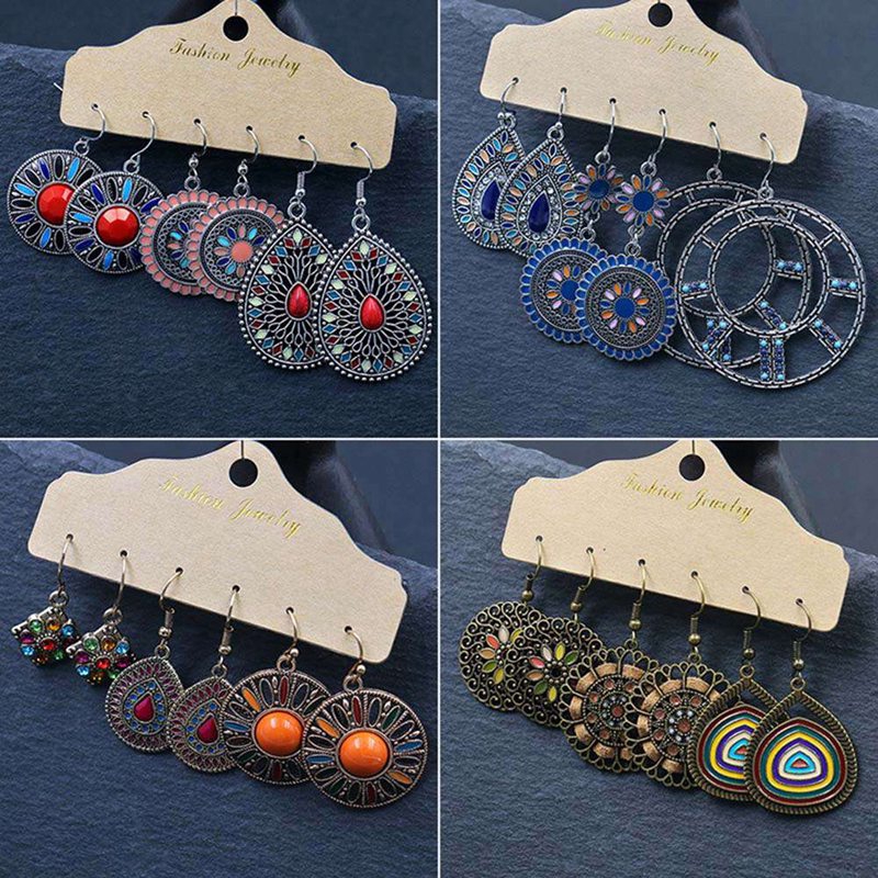 Bông tai dáng dài mặt tròn phong cách bohemian hợp thời trang