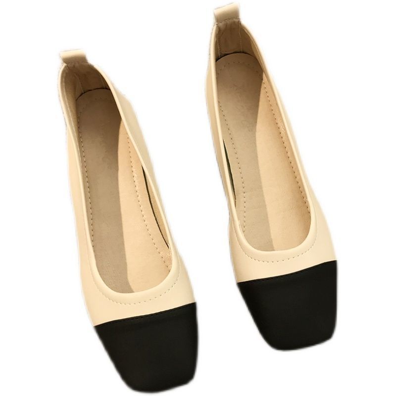 Giày Búp Bê Gót Thấp Mũi Vuông Bằng Da Mềm Thời Trang Mùa Hè Cho Nữ