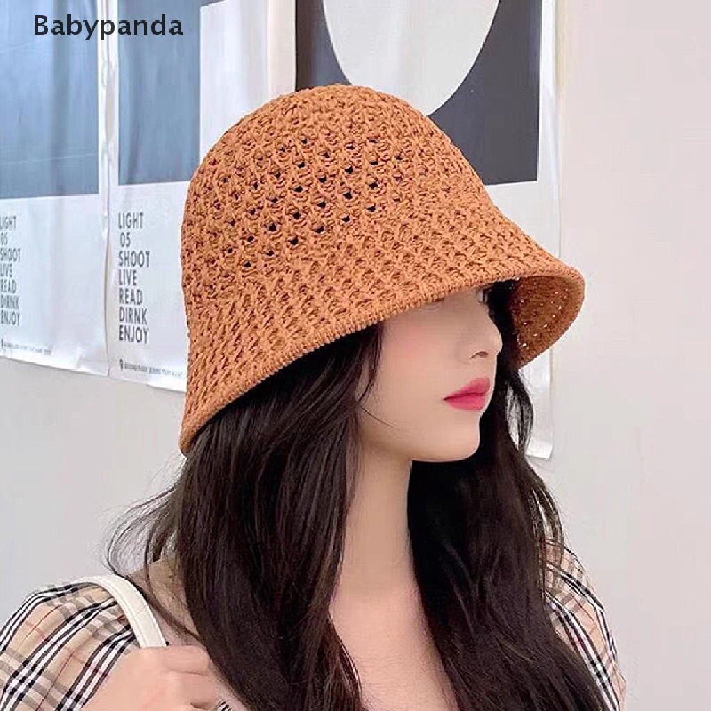 Mũ Bucket Đan Len Thủ Công Có Thể Gấp Gọn Cho Mùa Hè * On
