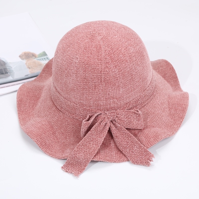 Mũ bucket nữ chất nhung mịn hoạ tiết gắn đá , phụ kiện thời trang nữ