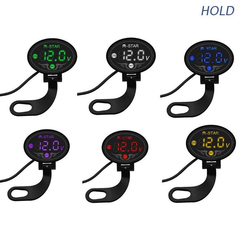 Vôn Kế Kỹ Thuật Số Hiển Thị Đèn LED 12V 24V Cho Xe Hơi Xe Máy