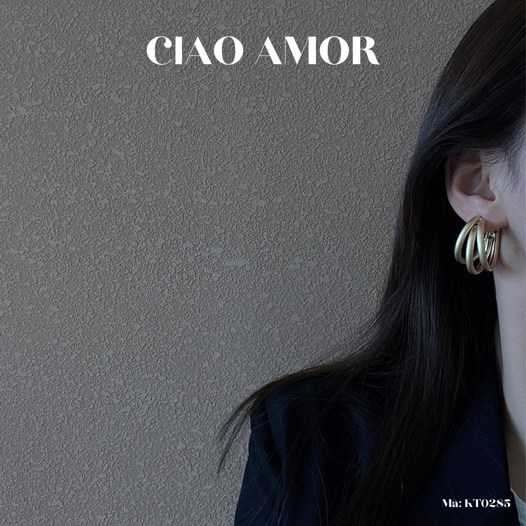 Khuyên tai nữ, bông tai vòng tròn 3 lớp hot trend Trang sức Ciao Amor - KT0285