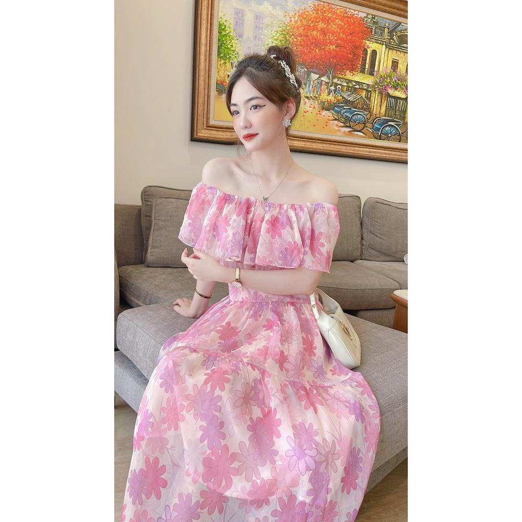 VÁY TƠ HOA TRỄ VAI