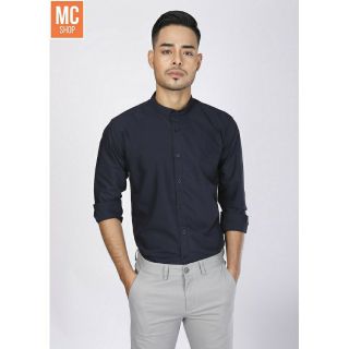 Áo Sơ Mi nam Cổ Tàu Trắng/Đen dài tay dáng ôm hàng cao cấp, sơ mi gấp hộp hàng cao cấp [VNXK]