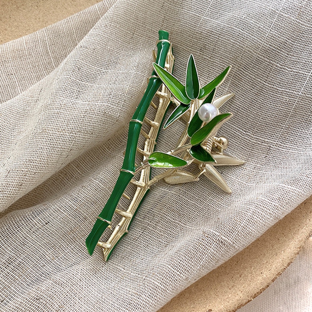 Kẹp Tóc Cá Mập Bằng Tre Và Kim Loại Màu Xanh Lá