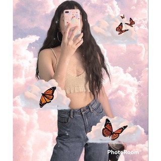 Áo móc len crochet croptop thời trang cho nữ