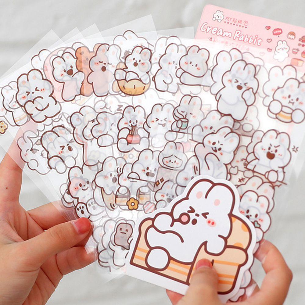 Miếng Dán Trang Trí Điện Thoại / Sổ Tay / Nhật Ký Hình Thỏ Kem Kawai Hoạt Hình DIY