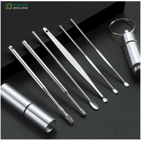 Bộ Lấy Ráy Tai, Bộ Ngoáy Tai 6 Món Thép Không Gỉ An Toàn Cho Cả Gia Đình