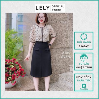 Chân váy chữ A dáng dài công sở  LELY CV576 Chữ A, Hai Túi Cúc Bọc, Thanh Lịch, Nữ Tính