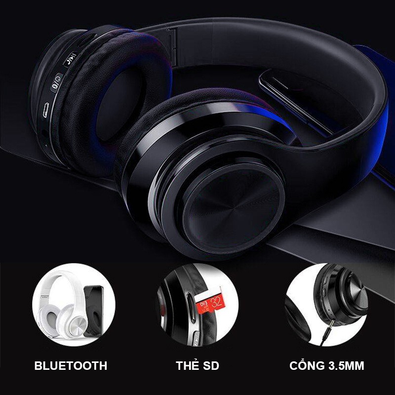 Tai nghe bluetooth không dây chụp tai B39 đèn LED 7 màu - Khe cắm thẻ nhớ - Jack cắm 3.5mm | BigBuy360 - bigbuy360.vn