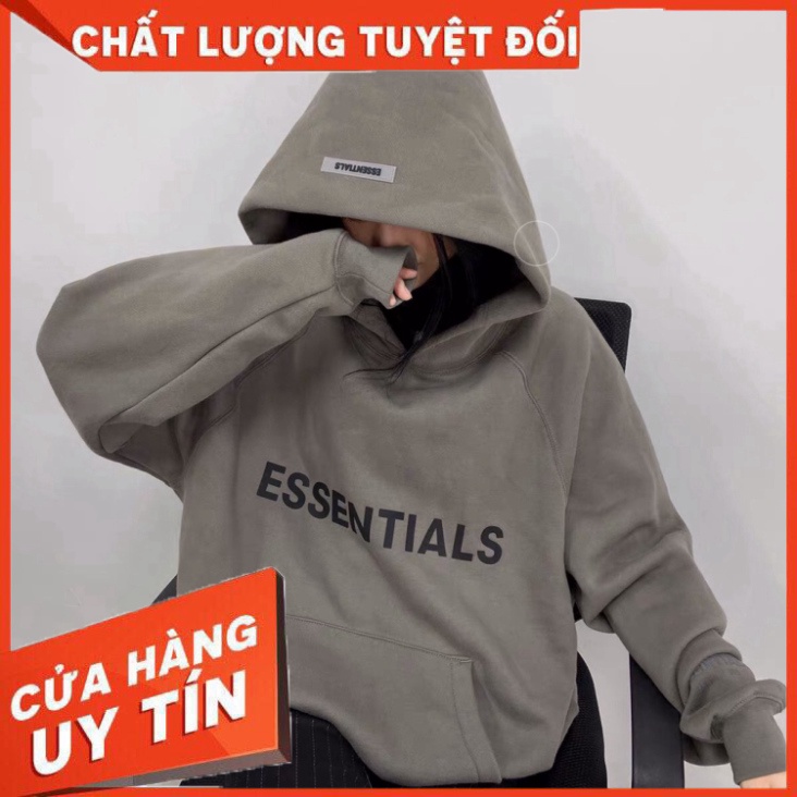 Áo Khoác Hoodie Nỉ Có Mũ Form Rộng ESSENTIALS Nhiều Màu Unisex Nam Nữ Ulzzang MA1 - Hàng nhập khẩu