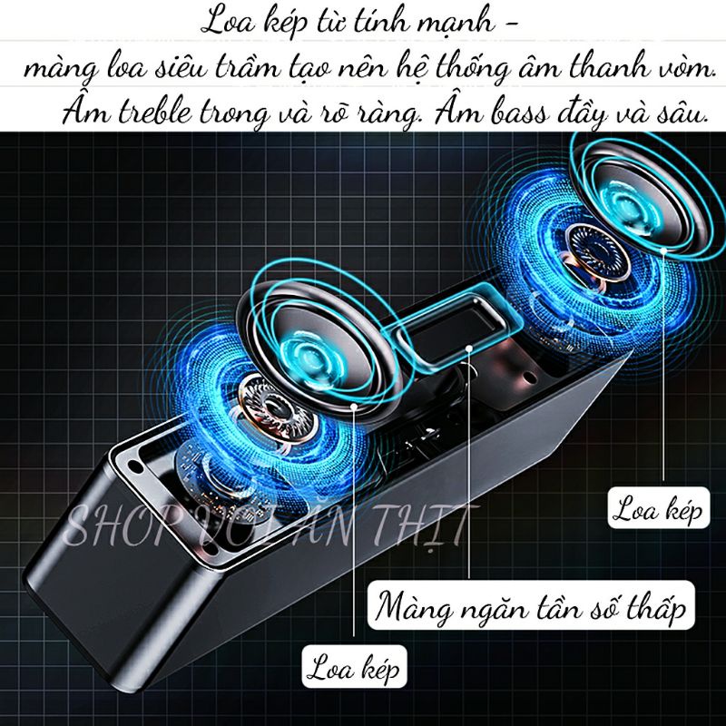 Loa Bluetooth Led RGB 6 chế độ Led tùy chọn, âm thanh vòm 360 với loa kép cùng màng lọc âm thấp. Dùng Decor rất đẹp