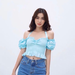 Áo nhún dây yếm trễ vai siêu xinh