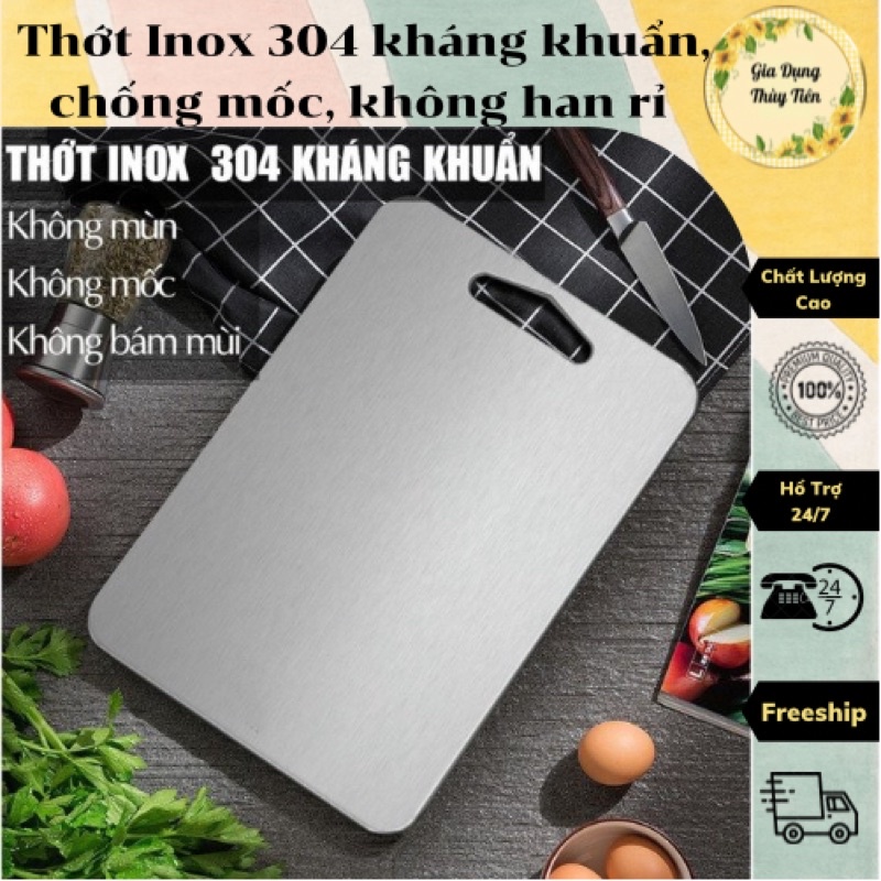 Thớt inox 304 chống ẩm mốc độc hại ,kháng khuẩn an toàn không trơn khi sử dụng