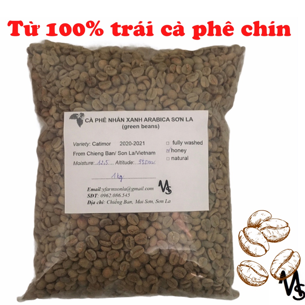 Cà phê nhân xanh hạt chưa rang arabica sơn la 1kg