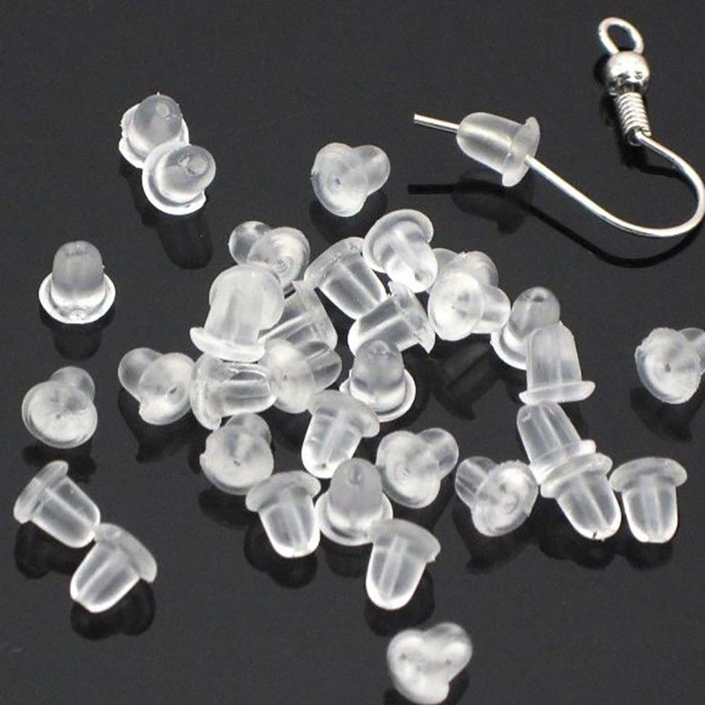 Set 100 / 50 Đôi Bông Tai Silicone Bạc 925|Khuyên Tai Chất Liệu Trong Suốt
