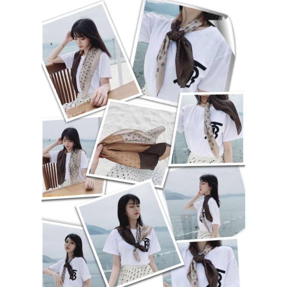Khăn lụa vuông nữ 90 90x90cm turban bandana trùm đầu đẹp cao cấp làm áo yếm nhiều kiểu dáng màu trắng, đen, vàng, đỏ đô