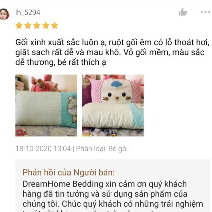 [Mã SKAMLS2412M giảm 10% đơn 100K] Gối cho bé 2 tuổi đến 10 tuổi, gối trẻ em cotton 100% vỏ 30x50 Dreamhomebedding