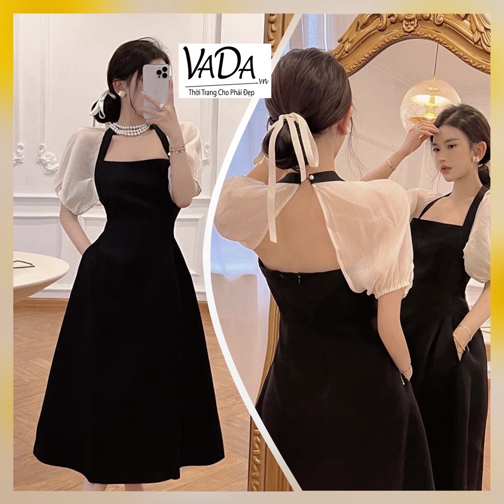 Váy Xòe Midi Khoét Lưng Đi Tiệc, Đi Chơi Tiểu Thư, Sang Chảnh - Khánh Vy Boutique