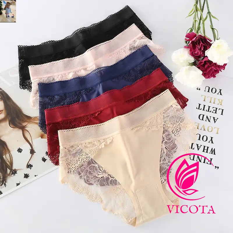 Quần lót nữ đúc su hoa pha ren thoáng mát mềm mịn hàng thái VICOTA QL06 | BigBuy360 - bigbuy360.vn