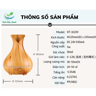 Máy Tinh Dầu TuyLip Tinh Dầu Xanh Phun Sương Khuếch Tán Siêu Âm Vân Gỗ 550ML Tặng Tinh Dầu Thiên Nhiên