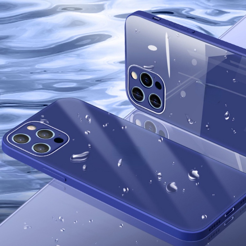 Ốp điện thoại kính cường lực cứng 9H chống sốc cho iPhone 13 Pro Max Mini 12 11 Pro Max