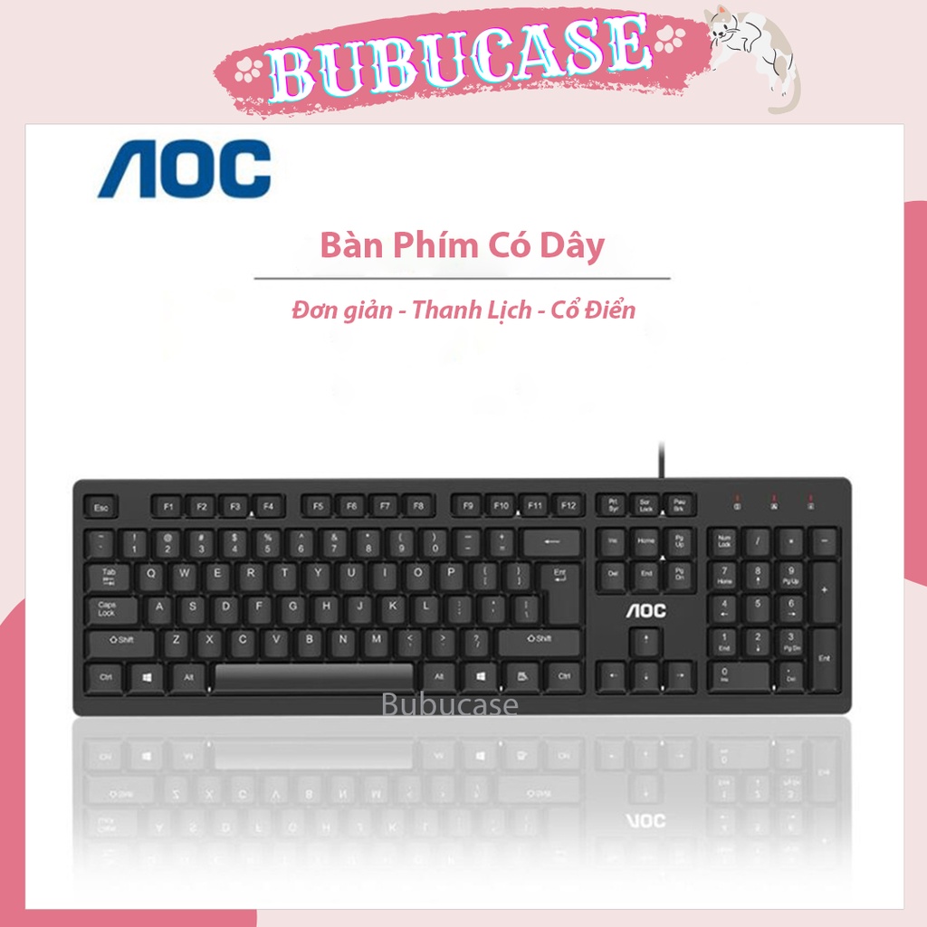 Bàn Phím Có Dây AOC KB161 Thiết Kế Cổ Điển - Phù Hợp Cho Làm Việc Văn Phòng, Gaming Giải Trí Cơ Bản, Đế Chống Trượt