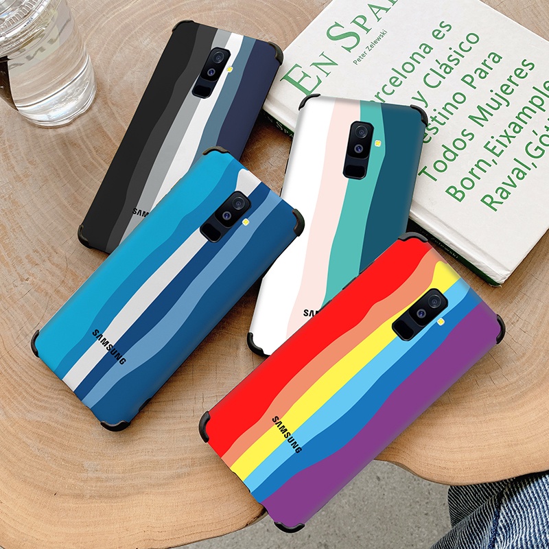 Ốp điện thoại silicon màu cầu vồng gradient cho Samsung Galaxy A7 2018 A750 A6 Plus A9 A6+