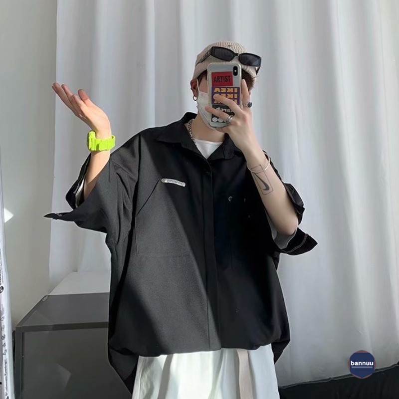 Áo sơ mi from rộng thời trang sơ mi nữ form rộng phong cách Hàn Quốc áo sơ mi nam sơ mi nữ tiếng Nhật áo sơ mi cộc tay nam