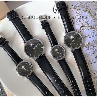 Đồng hồ dây da nam nữ đeo tay cặp đôi PW bản vạch nhỏ không lịch