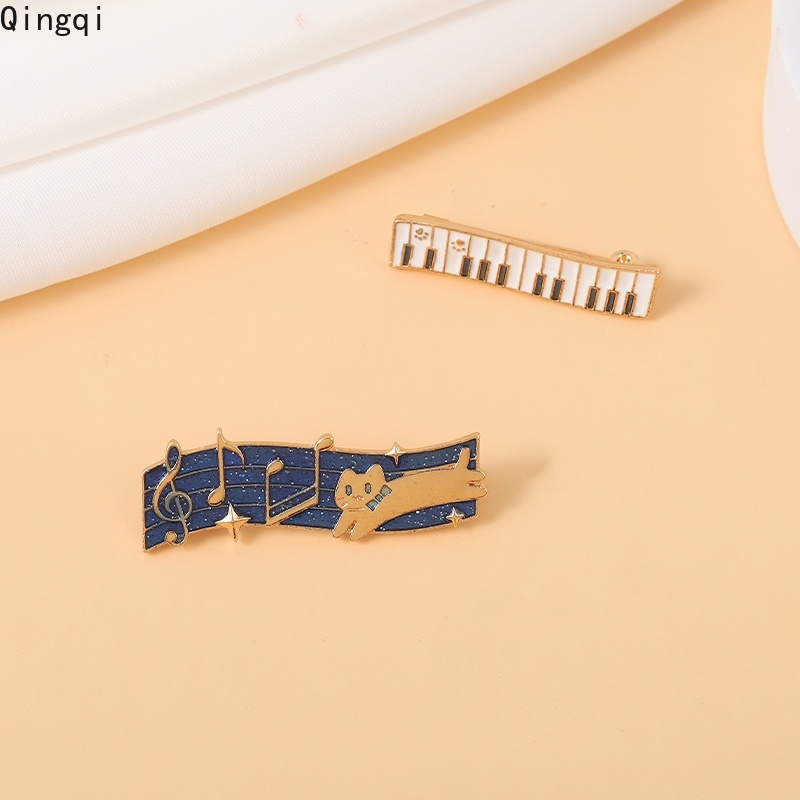 Ghim cài áo Miss Zoe tráng men hình đàn piano mèo hoạt hình sáng tạo làm quà tặng cho học sinh