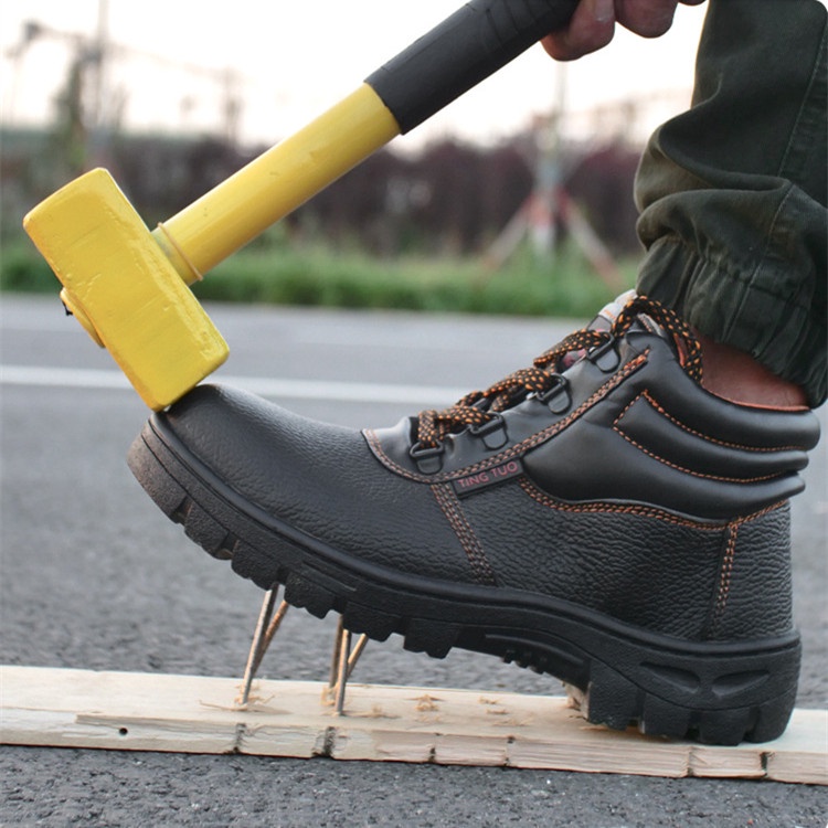 Giày Bốt Bảo Hộ Lao Động Mũi Thép Màu Đen Cam Cao Cấp Chống Trượt An Toàn Size 36-46
