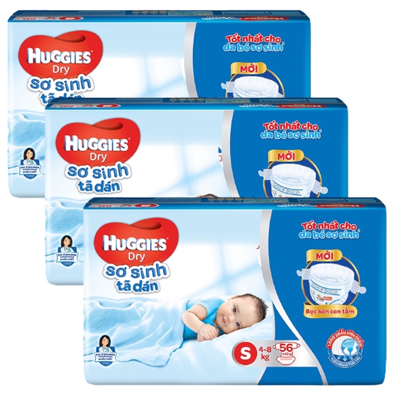 Tã dán Huggies Size S 4-8kg 30 miếng, 56 miếng, 88 miếng