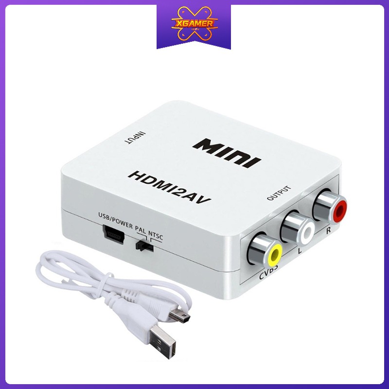 Bộ chuyển đổi mini HDMI sang RCA AV video 1080P cho cáp audio 3.5mm 2AV/CVBS + audio sang PC HDTV