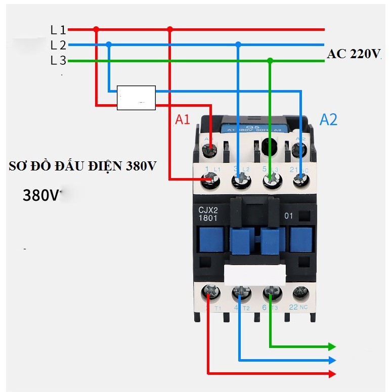 bộ công tắc điều khiển từ xa 1 pha 2đk khởi động từ contactor 12A/18A 220V bật tắt mô tơ máy bơm nước 3 pha tối đa 4000W